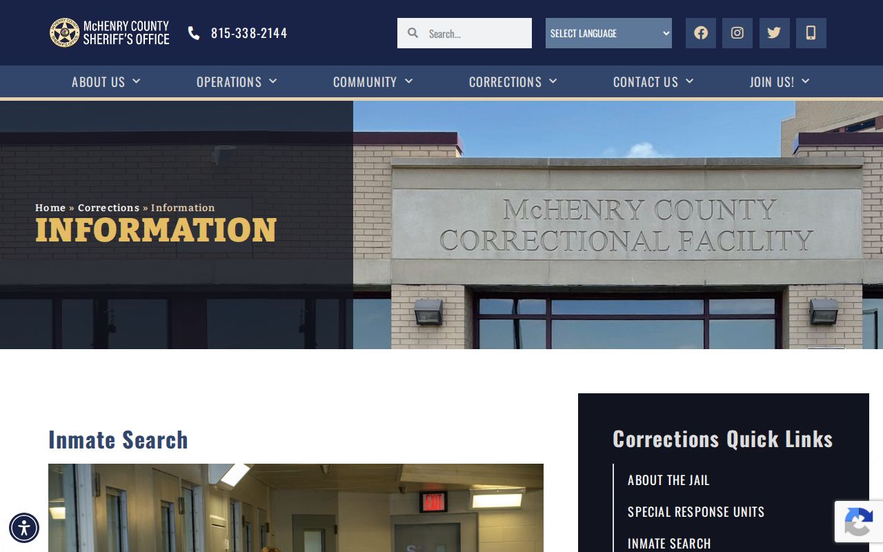 McHenry County Sheriff corrections and inmate information