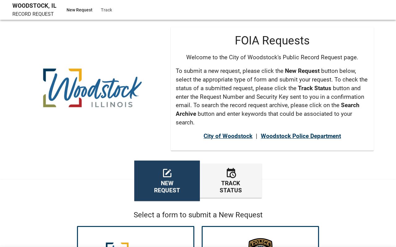 Woodstock JUST FOIA online request portal