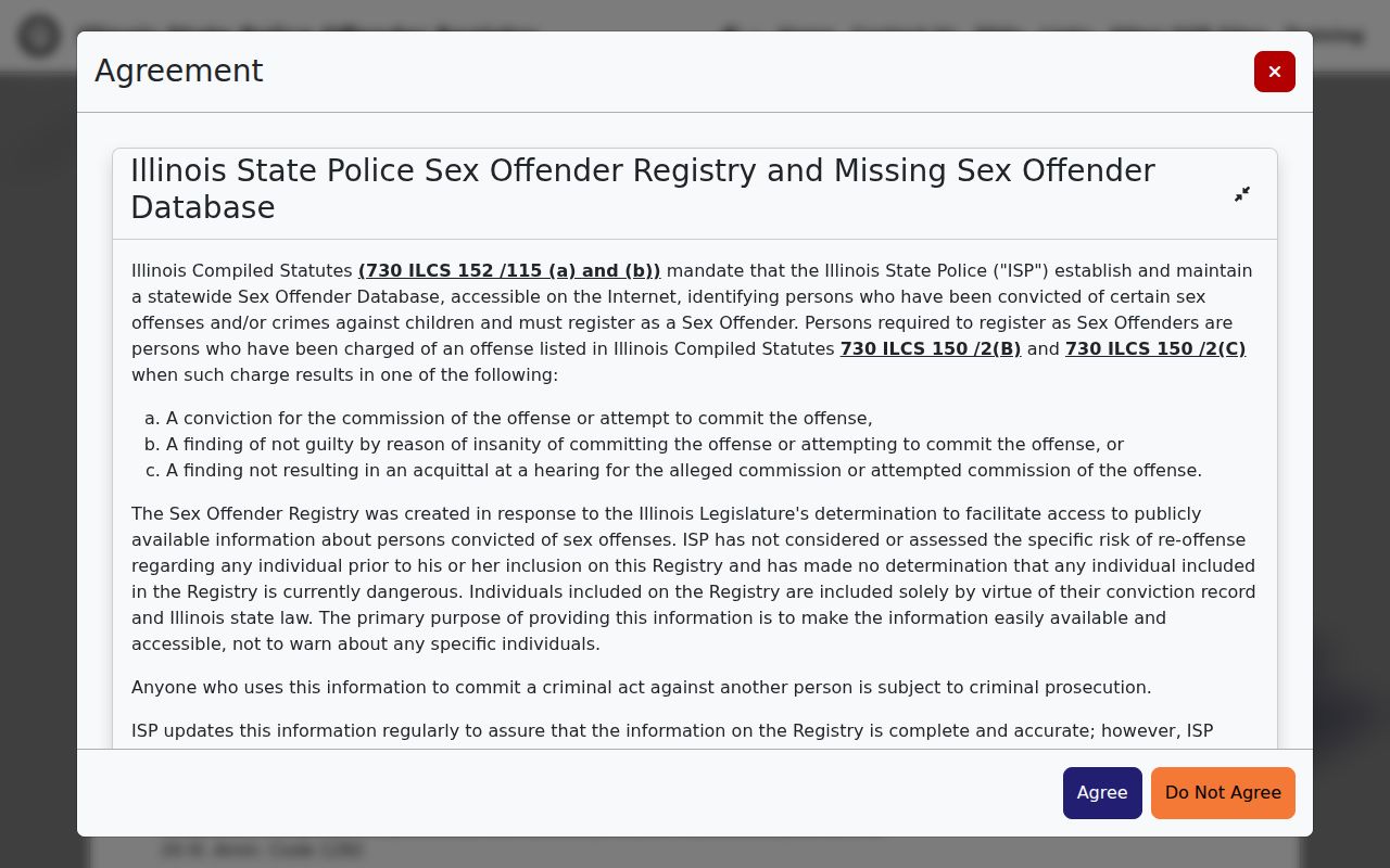 Illinois State Police registry search and required public notice